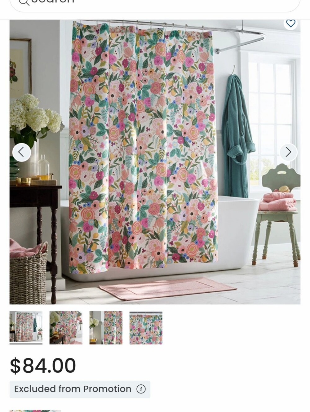 Brand New Sealed The Company Store Cotton Percale Shower Curtain